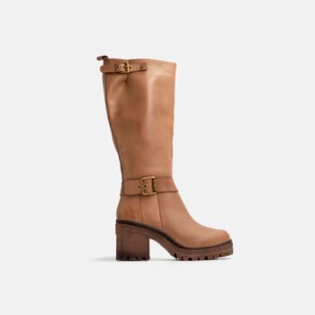 Bota larga CLARISSA cuero color taupe