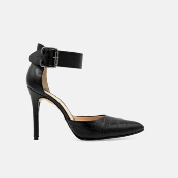 Stiletto REVE cuero grabado negro