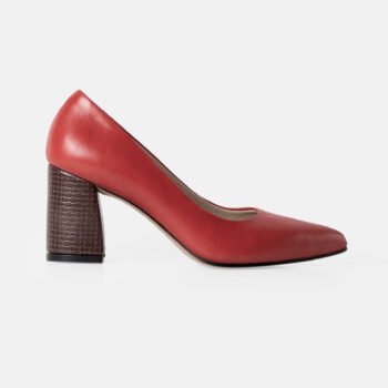 Stiletto SABRINA rojo y taco marron