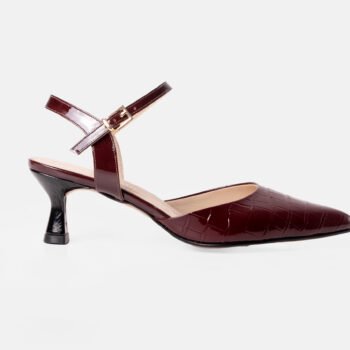 Stiletto JADE cuero croco vino