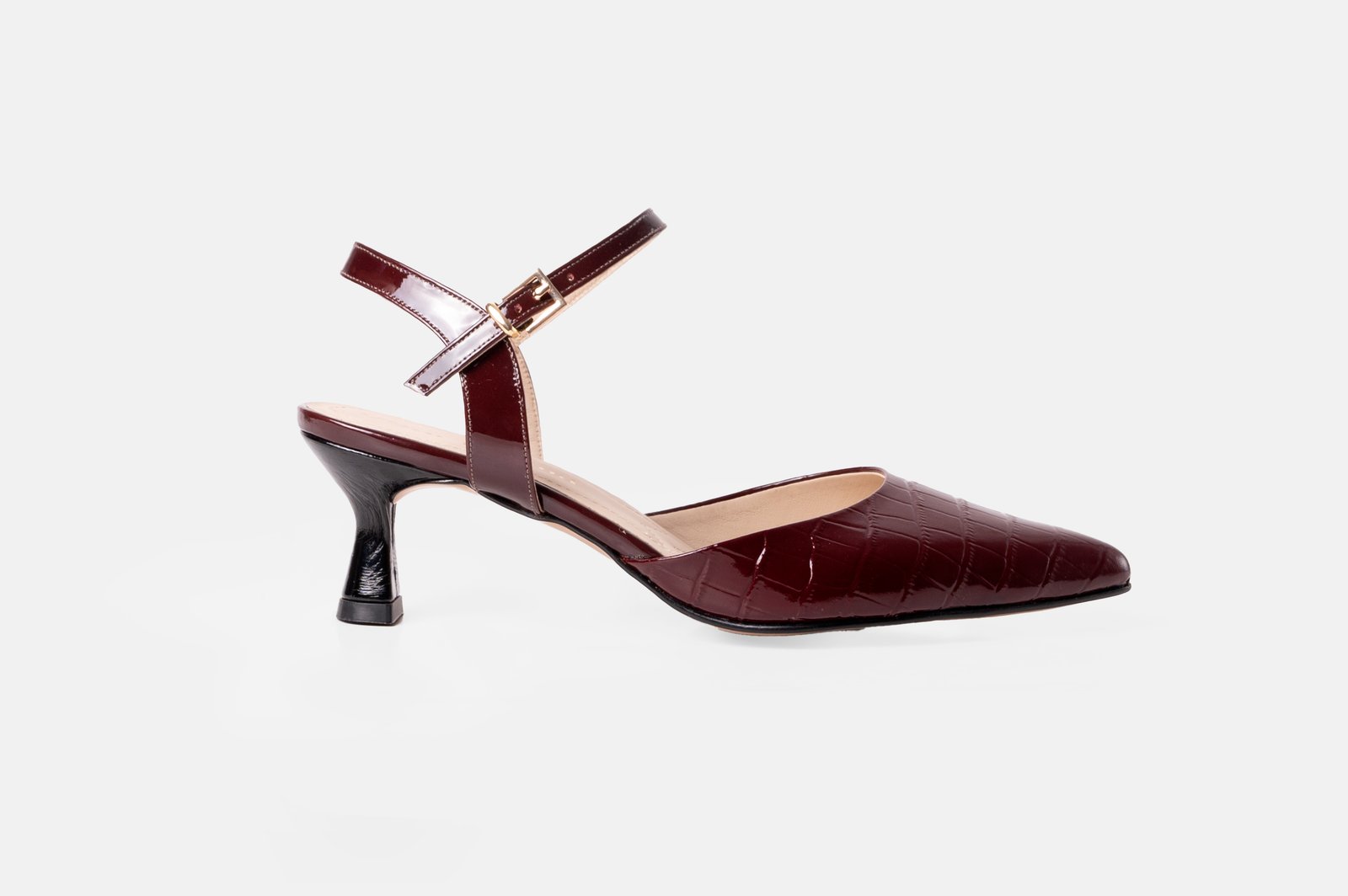 Stiletto JADE cuero croco vino