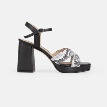 Sandalia GB CAROLINA Serpiente Blanco/Negro