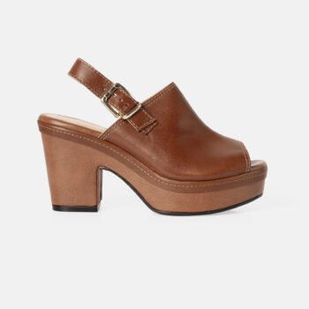 Sandalias de taco MAR-25 en cuero color apache