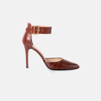 Stiletto KIARA-26 cuero grabado chocolate