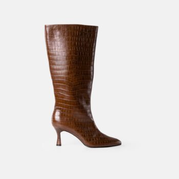 Bota larga DALIA cuero grabado chocolate
