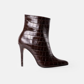 Botín de mujer AISHA Marrón Oscuro con taco alto