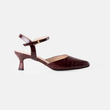 Stiletto JADE cuero croco vino tinto