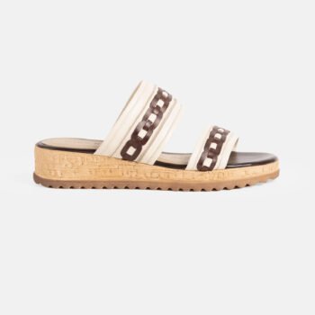 Sandalia de mujer MIN-01 en cuero beige y marrón