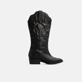 Bota Larga SANCE cuero bordeado negro