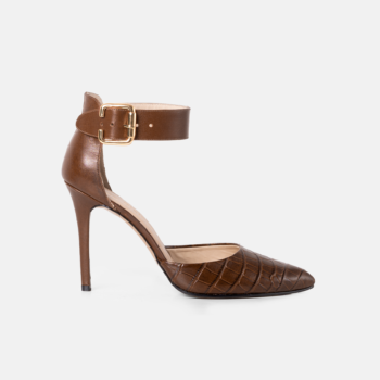 Stiletto REVE cuero grabado marron