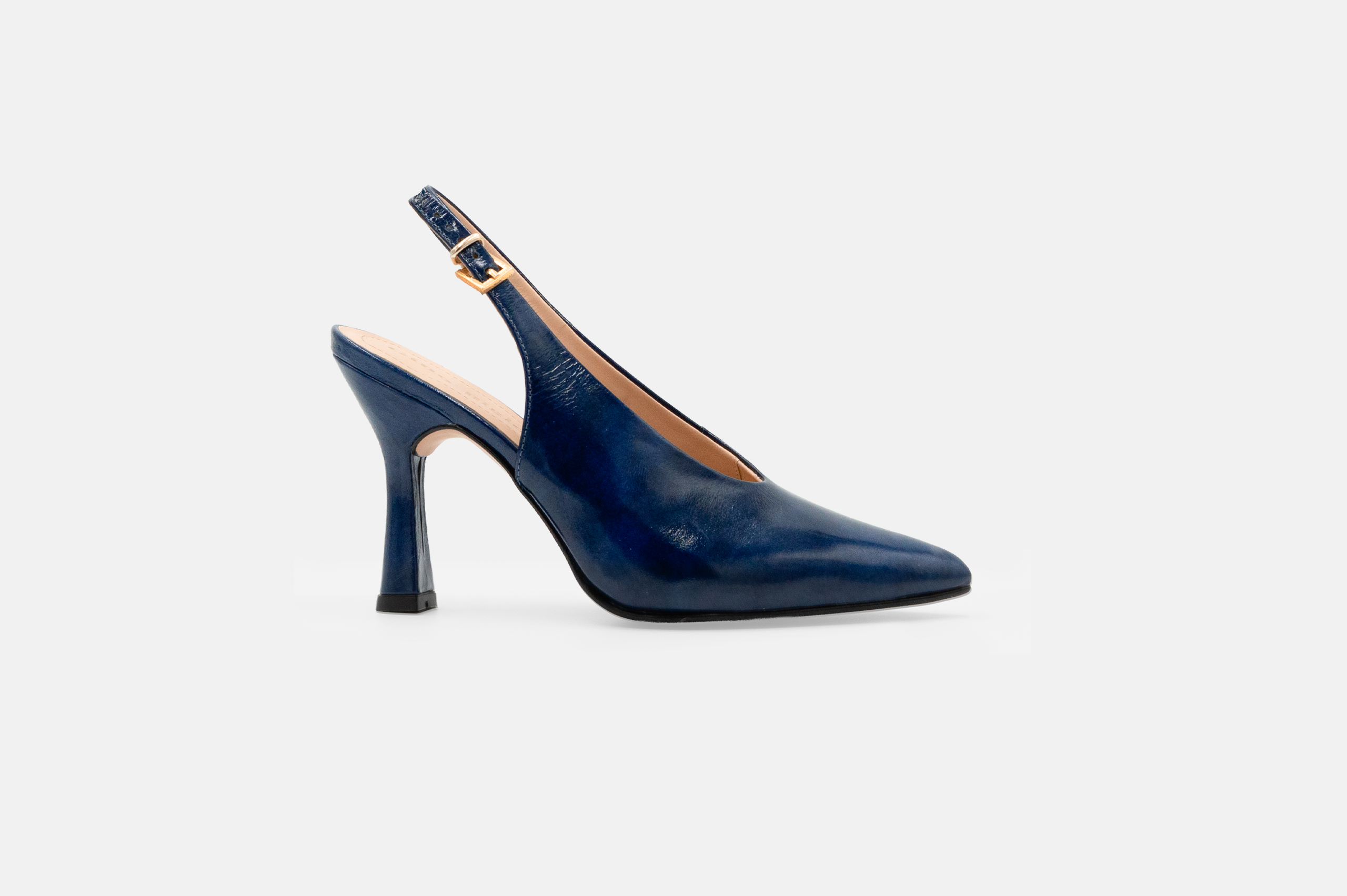 Stilettos MED-26-90 cuero charol azul