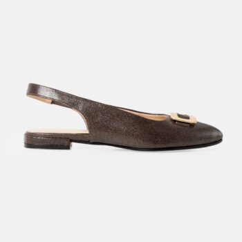 Ballerina ZOE cuero chocolate con hebilla
