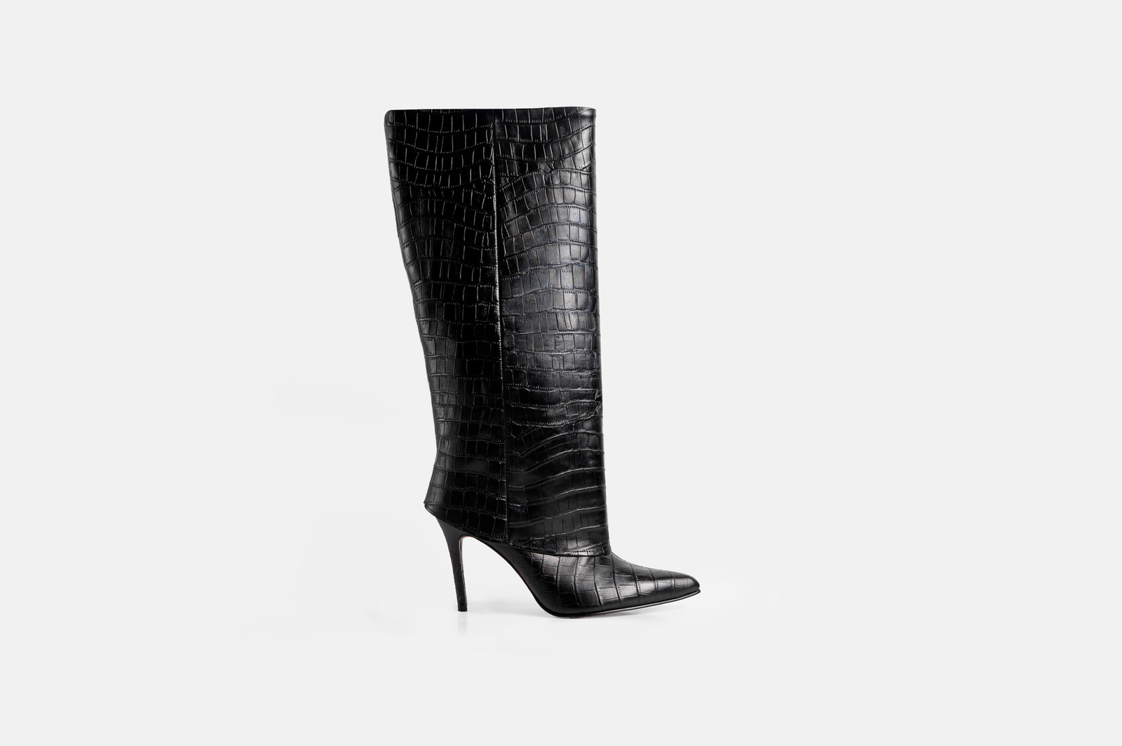Bota Larga DAYANE Cuero Grabado Negro