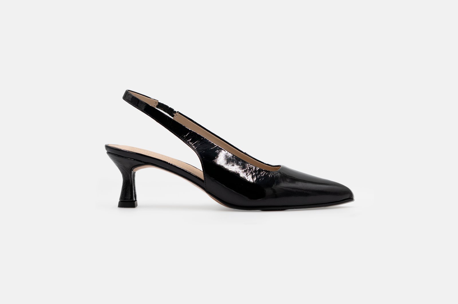 Stilettos PAM en cuero charol Negro Moajado