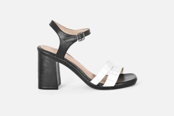 Sandalia EVA-2201 Croco Blanco/Negro