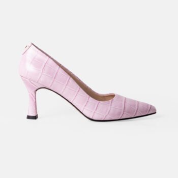 Stiletto REYNA de cuero croco lila