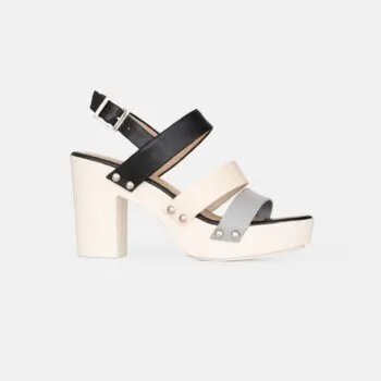 Sandalia de taco ANITA EURO Gris y Beige