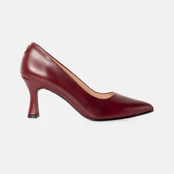 Stiletto SERAPHINE de cuero guinda