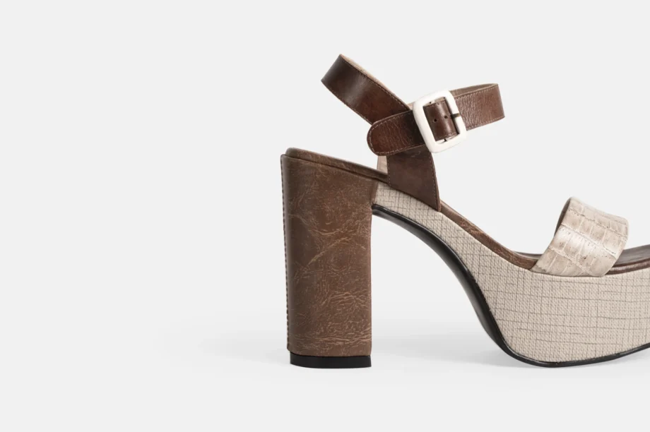 Sandalias PANA-2402 Croco Marfil / Cocoa