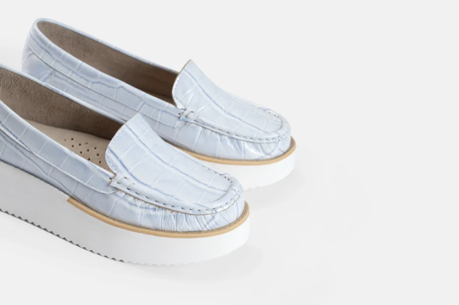 Mocasin MOC Croco Celeste