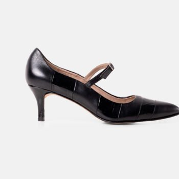 Stiletto ELEGANCIA cuero croco negro