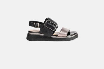 Sandalia DORA Negro Plata Metal