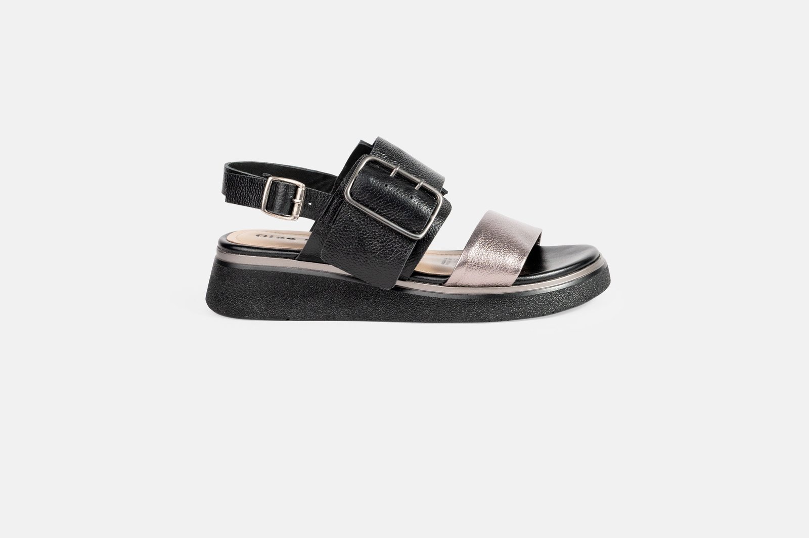 Sandalia DORA Negro Plata Metal