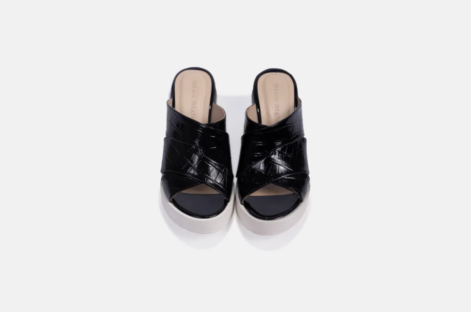 Sandalia PU-2111 Negro Croco Charol