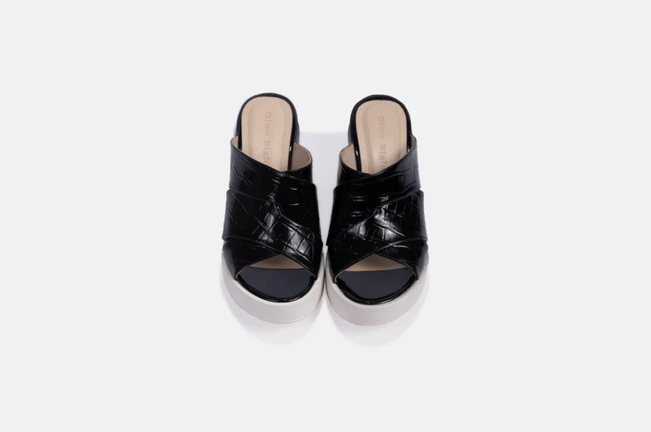 Sandalia PU-2111 Negro Croco Charol