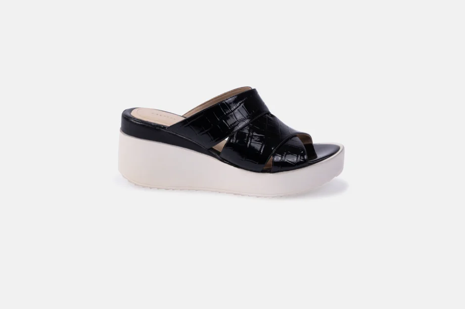 Sandalia PU-2111 Negro Croco Charol