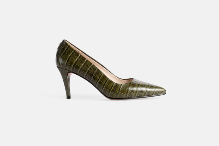 stiletto con correa Gino Bigioni | Stiletto E-70 Croco Verde Pacay