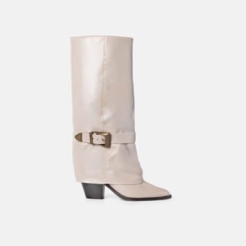 Bota Larga Astrid Cuero Napa Ostra