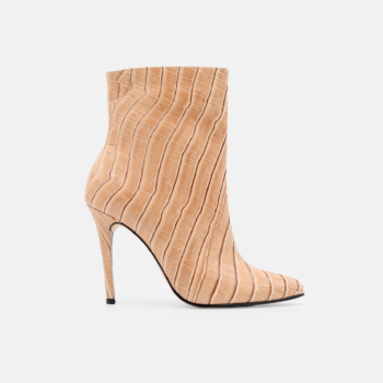 Botín AISHA cuero beige taco alto