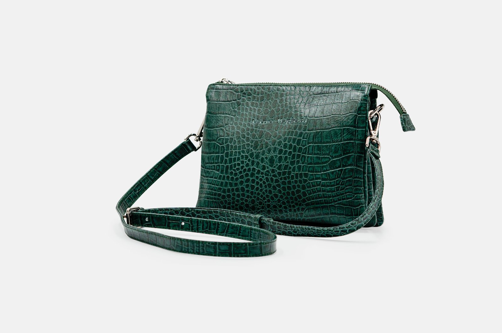 Morral MR-08-26 de cuero grabado color Verde
