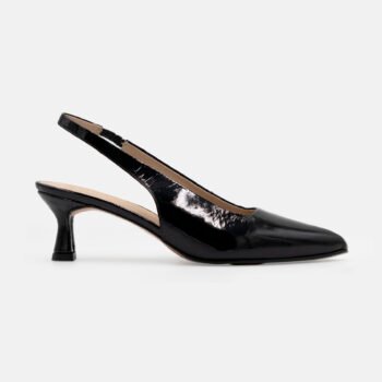 Stilettos PAM en cuero charol Negro Moajado