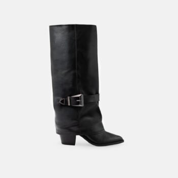 Bota Larga Marina Cuero Napa Negro